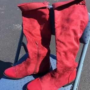 Red, Over the knee boots